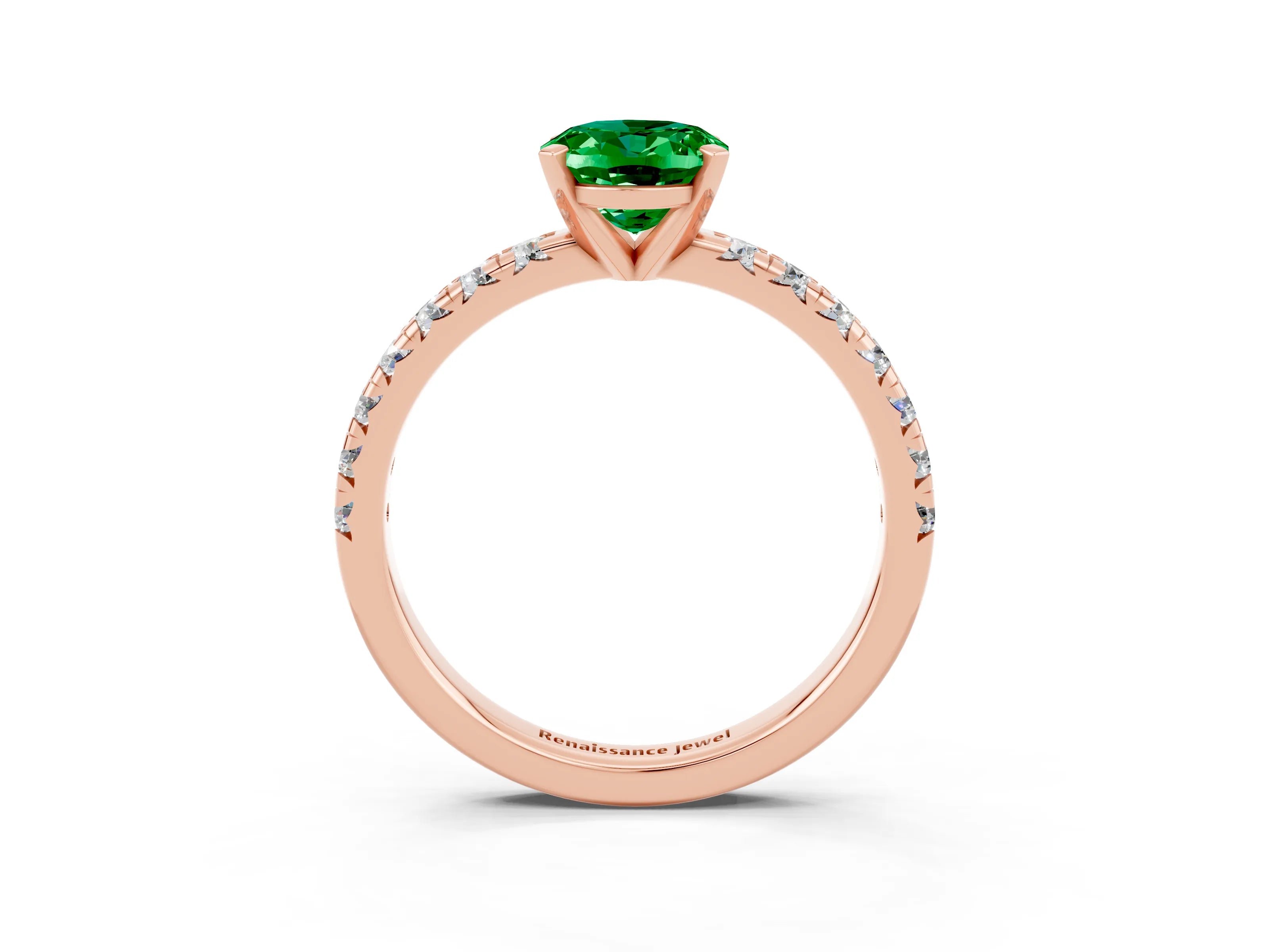 Rose gold Oval Cut Solitaire Pave Diamond Engagement Ring with Four-Prong Setting_3