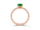 Rose gold Oval Cut Solitaire Pave Diamond Engagement Ring with Four-Prong Setting_3