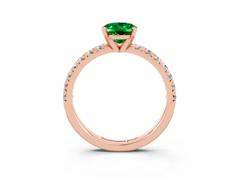 Rose gold Oval Cut Solitaire Pave Diamond Engagement Ring with Four-Prong Setting_3