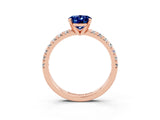 Rose gold Oval Cut Solitaire Pave Diamond Engagement Ring with Four-Prong Setting_3
