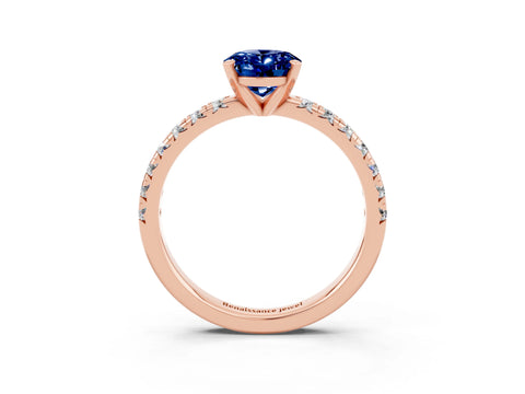 Rose gold Oval Cut Solitaire Pave Diamond Engagement Ring with Four-Prong Setting_3
