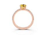 Rose gold Oval Cut Solitaire Pave Diamond Engagement Ring with Four-Prong Setting_3