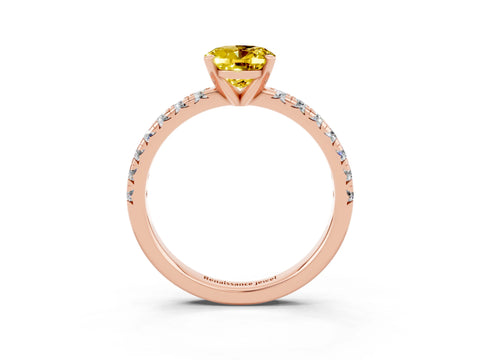 Rose gold Oval Cut Solitaire Pave Diamond Engagement Ring with Four-Prong Setting_3