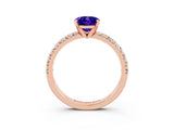 Rose gold Oval Cut Solitaire Pave Diamond Engagement Ring with Four-Prong Setting_3