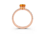 Rose gold Oval Cut Solitaire Pave Diamond Engagement Ring with Four-Prong Setting_3