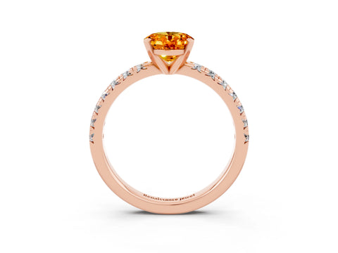 Rose gold Oval Cut Solitaire Pave Diamond Engagement Ring with Four-Prong Setting_3