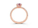 Rose gold Oval Cut Solitaire Pave Diamond Engagement Ring with Four-Prong Setting_3