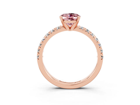 Rose gold Oval Cut Solitaire Pave Diamond Engagement Ring with Four-Prong Setting_3