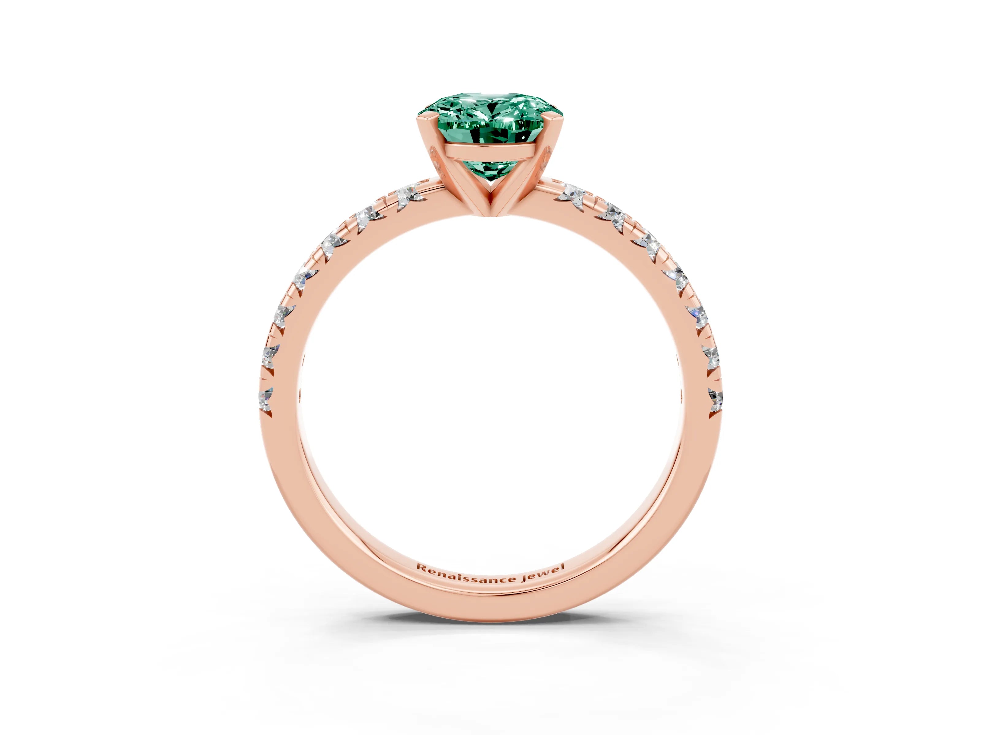 Rose gold Oval Cut Solitaire Pave Diamond Engagement Ring with Four-Prong Setting_3