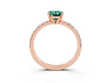 Rose gold Oval Cut Solitaire Pave Diamond Engagement Ring with Four-Prong Setting_3