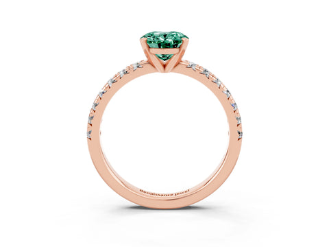 Rose gold Oval Cut Solitaire Pave Diamond Engagement Ring with Four-Prong Setting_3