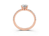 Rose gold Oval Cut Solitaire Pave Diamond Engagement Ring with Four-Prong Setting_3