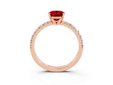 Rose gold Oval Cut Solitaire Pave Diamond Engagement Ring with Four-Prong Setting_3