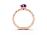 Rose gold Oval Cut Solitaire Pave Diamond Engagement Ring with Four-Prong Setting_3