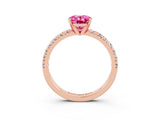 Rose gold Oval Cut Solitaire Pave Diamond Engagement Ring with Four-Prong Setting_3