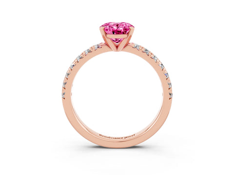 Rose gold Oval Cut Solitaire Pave Diamond Engagement Ring with Four-Prong Setting_3