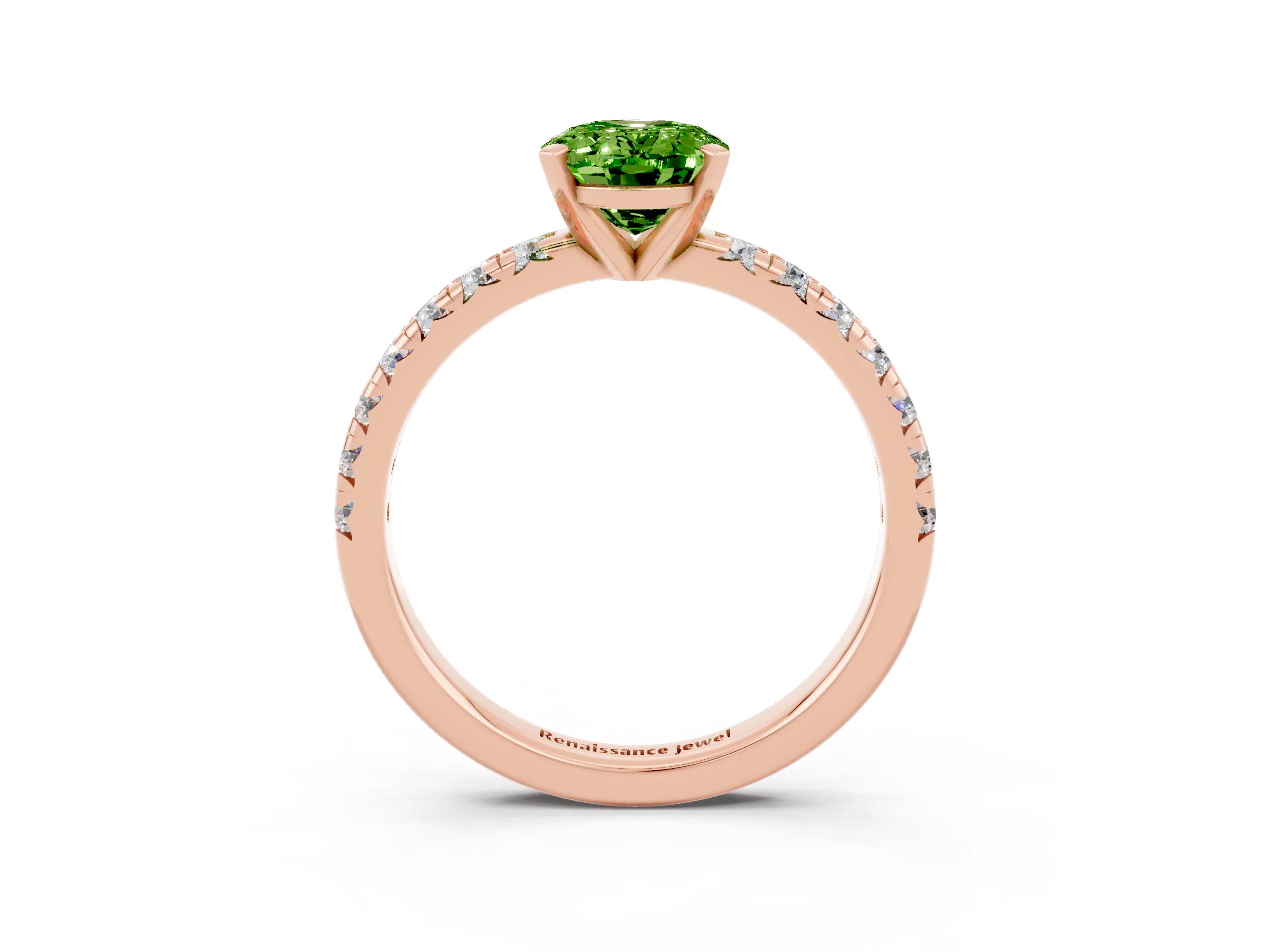 Rose gold Oval Cut Solitaire Pave Diamond Engagement Ring with Four-Prong Setting_3