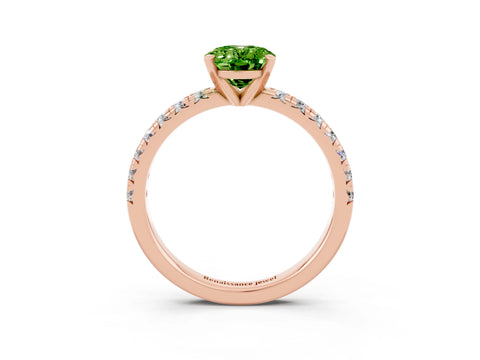 Rose gold Oval Cut Solitaire Pave Diamond Engagement Ring with Four-Prong Setting_3