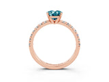 Rose gold Oval Cut Solitaire Pave Diamond Engagement Ring with Four-Prong Setting_3