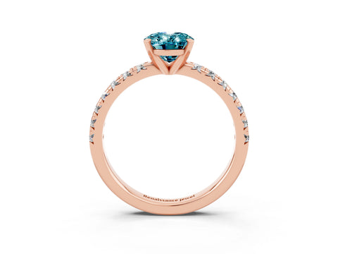 Rose gold Oval Cut Solitaire Pave Diamond Engagement Ring with Four-Prong Setting_3