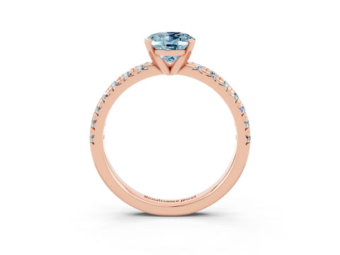 Rose gold Oval Cut Solitaire Pave Diamond Engagement Ring with Four-Prong Setting_3
