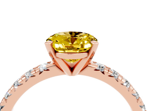 Rose gold Oval Cut Solitaire Pave Diamond Engagement Ring with Four-Prong Setting_4