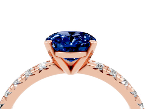 Rose gold Oval Cut Solitaire Pave Diamond Engagement Ring with Four-Prong Setting_4