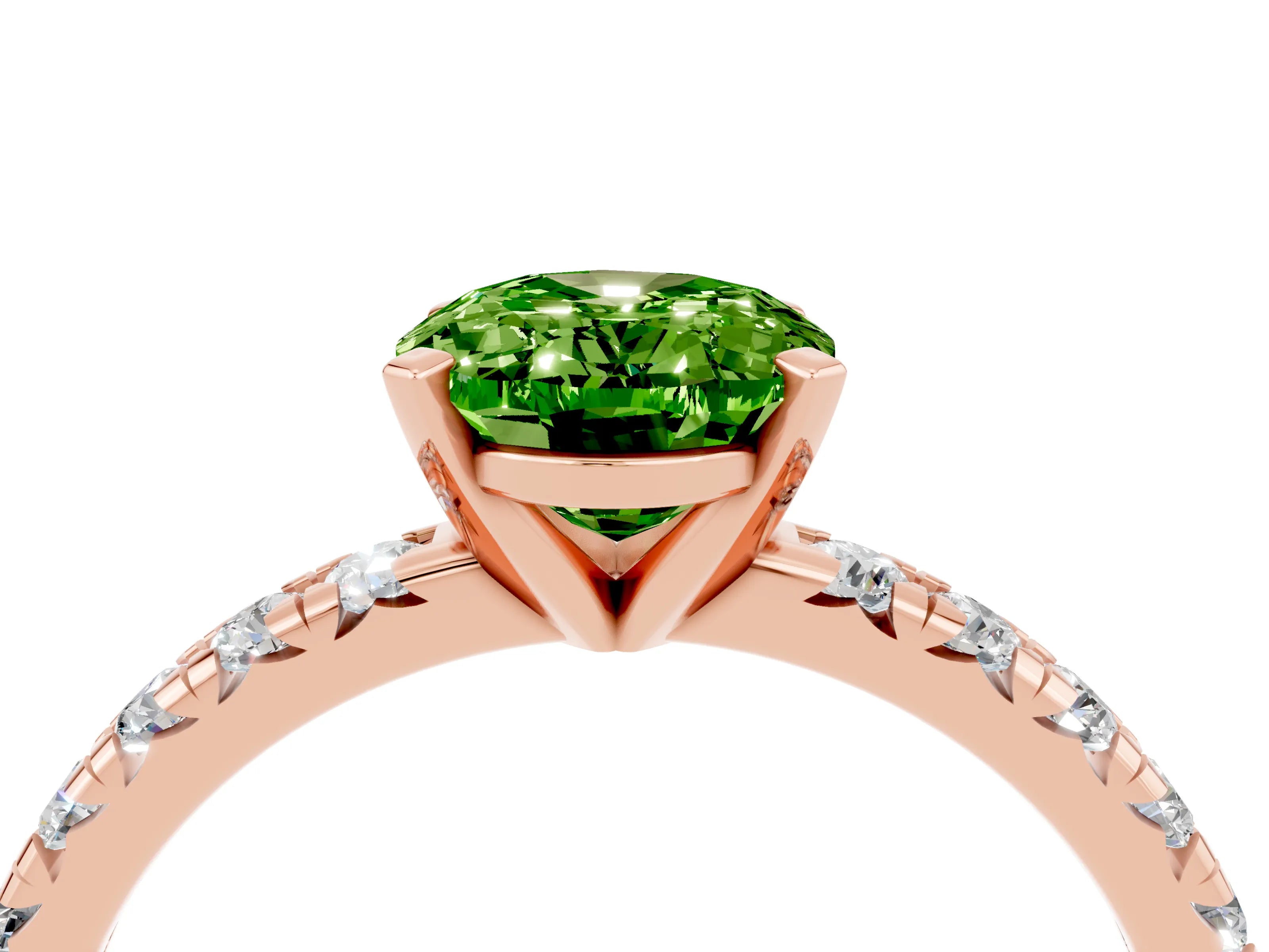 Rose gold Oval Cut Solitaire Pave Diamond Engagement Ring with Four-Prong Setting_4