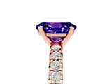 Rose gold Oval Cut Solitaire Pave Diamond Engagement Ring with Four-Prong Setting_5