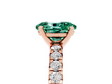 Rose gold Oval Cut Solitaire Pave Diamond Engagement Ring with Four-Prong Setting_5