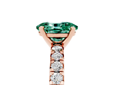 Rose gold Oval Cut Solitaire Pave Diamond Engagement Ring with Four-Prong Setting_5