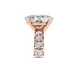 Rose gold Oval Cut Solitaire Pave Diamond Engagement Ring with Four-Prong Setting_5
