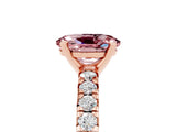 Rose gold Oval Cut Solitaire Pave Diamond Engagement Ring with Four-Prong Setting_5