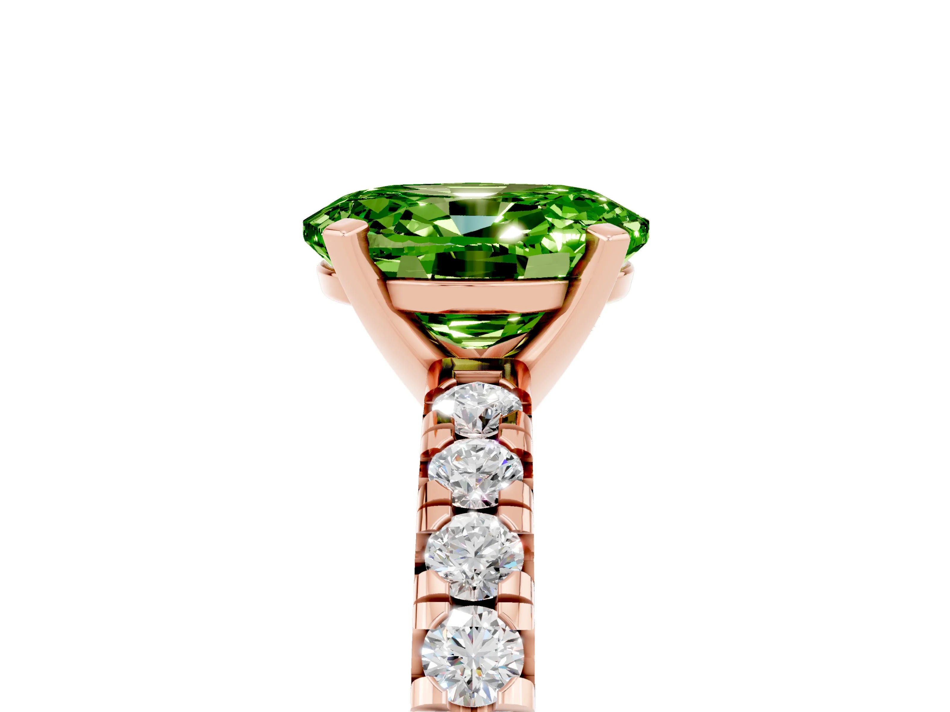 Rose gold Oval Cut Solitaire Pave Diamond Engagement Ring with Four-Prong Setting_5