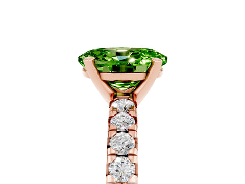 Rose gold Oval Cut Solitaire Pave Diamond Engagement Ring with Four-Prong Setting_5