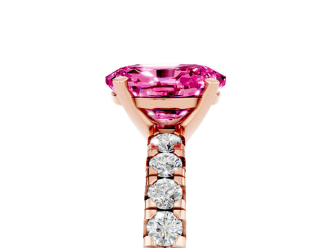 Rose gold Oval Cut Solitaire Pave Diamond Engagement Ring with Four-Prong Setting_5
