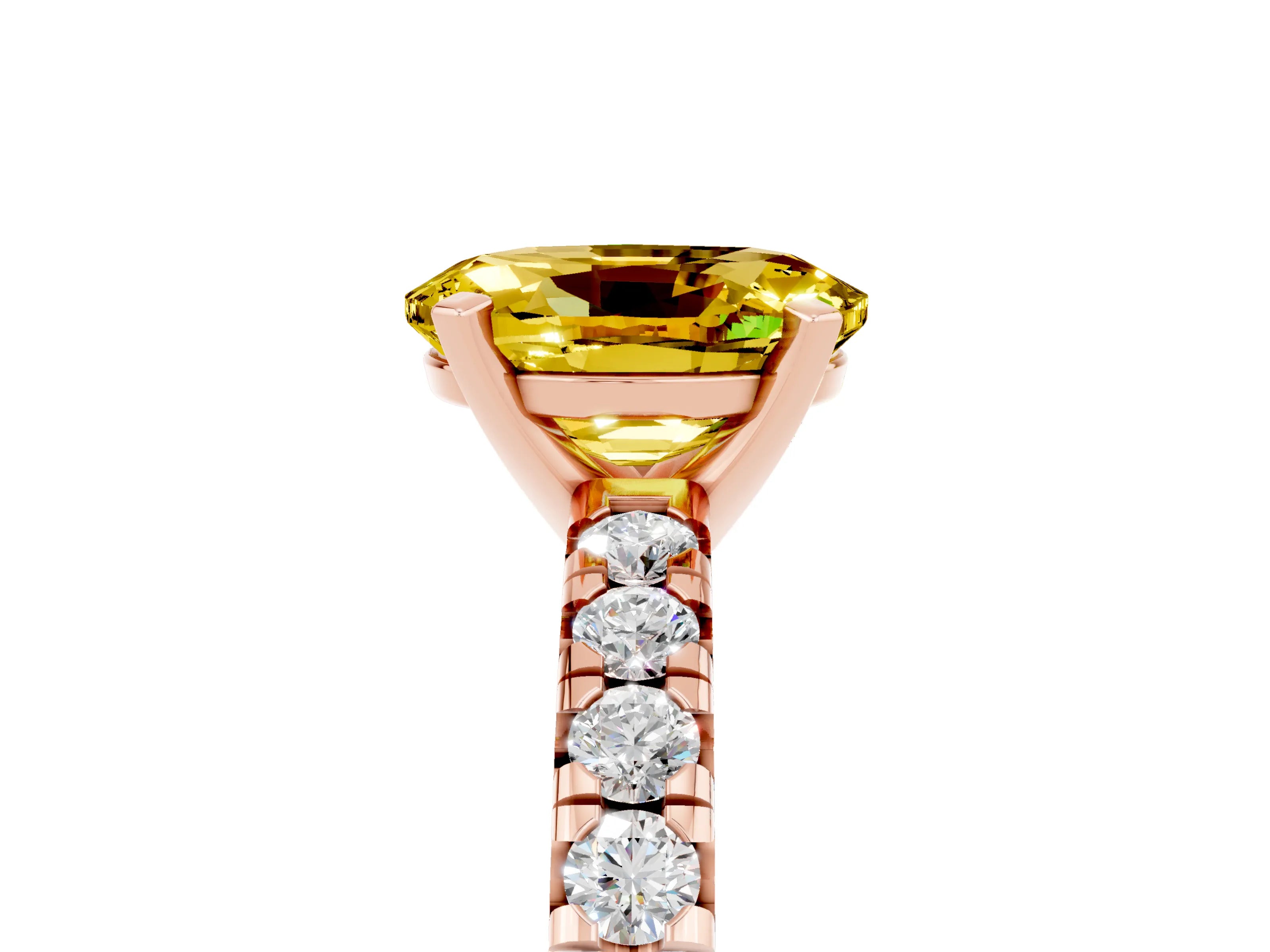Rose gold Oval Cut Solitaire Pave Diamond Engagement Ring with Four-Prong Setting_5