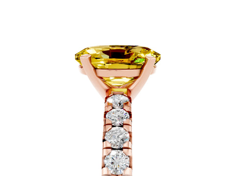 Rose gold Oval Cut Solitaire Pave Diamond Engagement Ring with Four-Prong Setting_5