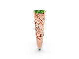 Rose gold Oval Cut Solitaire Peridot Leaf-Inspired Vine Band Ring with Prong Setting_2