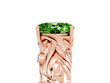 Rose gold Oval Cut Solitaire Peridot Leaf-Inspired Vine Band Ring with Prong Setting_5