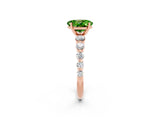 Rose gold Oval Cut Solitaire Peridot Ring with Pave Band and Four-Prong Setting_2