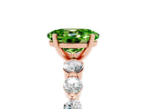 Rose gold Oval Cut Solitaire Peridot Ring with Pave Band and Four-Prong Setting_5