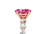 Rose gold Oval Cut Solitaire Pink Sapphire Ring with Pave Band and Four-Prong Setting_29