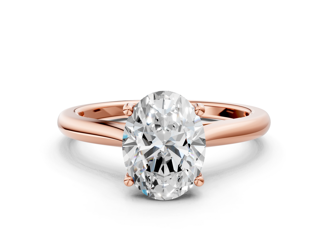 Rose gold Oval Cut Solitaire Ring with Cathedral Band and Four-Prong Setting_82