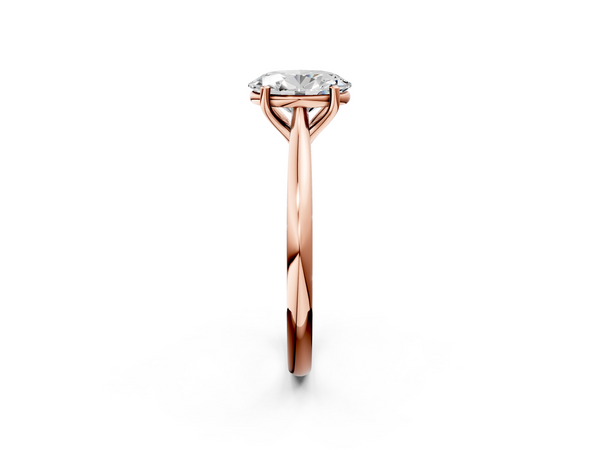 Rose gold Oval Cut Solitaire Ring with Cathedral Band and Four-Prong Setting