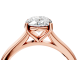 Rose gold Oval Cut Solitaire Ring with Cathedral Band and Four-Prong Setting_86