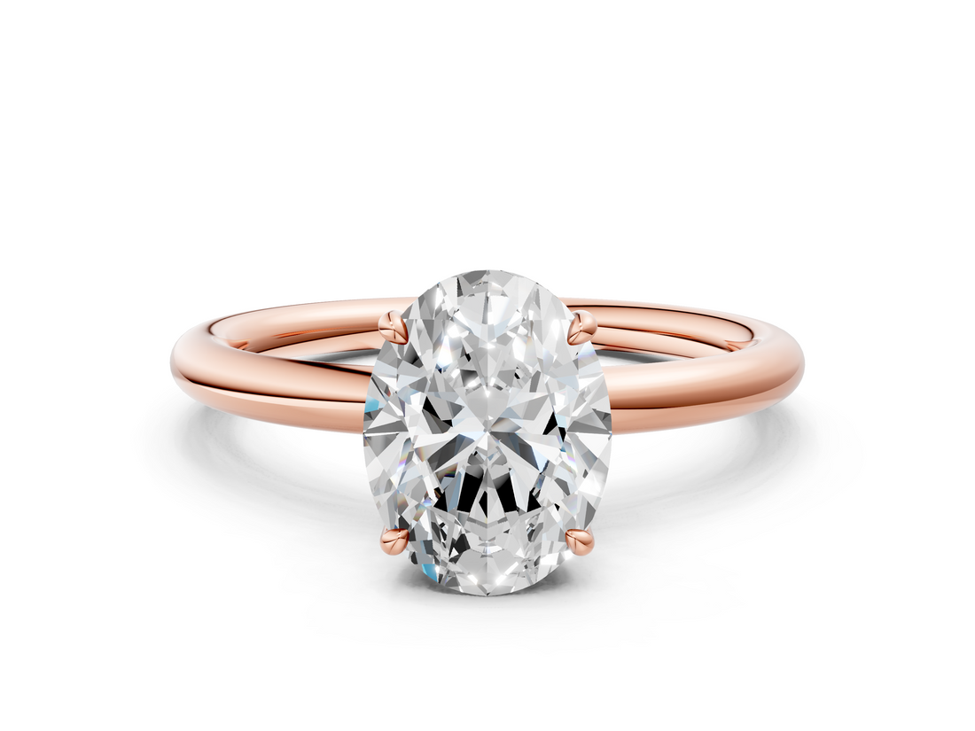 Rose gold Oval Cut Solitaire Ring with Thin Band and Four-Prong Setting_36