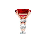 Rose gold Oval Cut Solitaire Ruby Ring with Pave Band and Four-Prong Setting_5