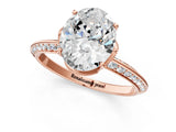 Rose gold Oval Cut Solitaire Split Shank Pave Diamond Engagement Ring with Four-Prong Setting_10