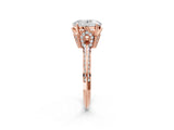 Rose gold Oval Cut Solitaire Split Shank Pave Diamond Engagement Ring with Four-Prong Setting_11